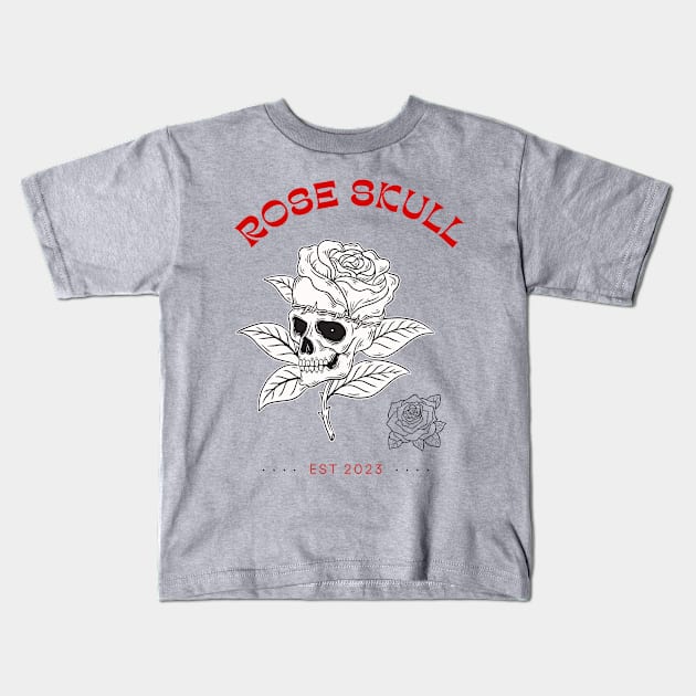 rose skull Kids T-Shirt by BeeFlash